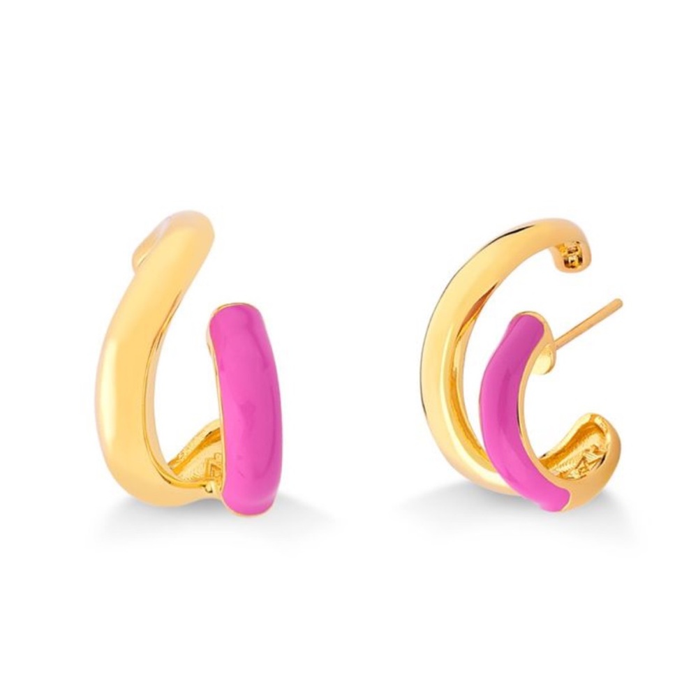 Brand new Maria Dolores earrings pink gold plated non-tarnish quality luxury